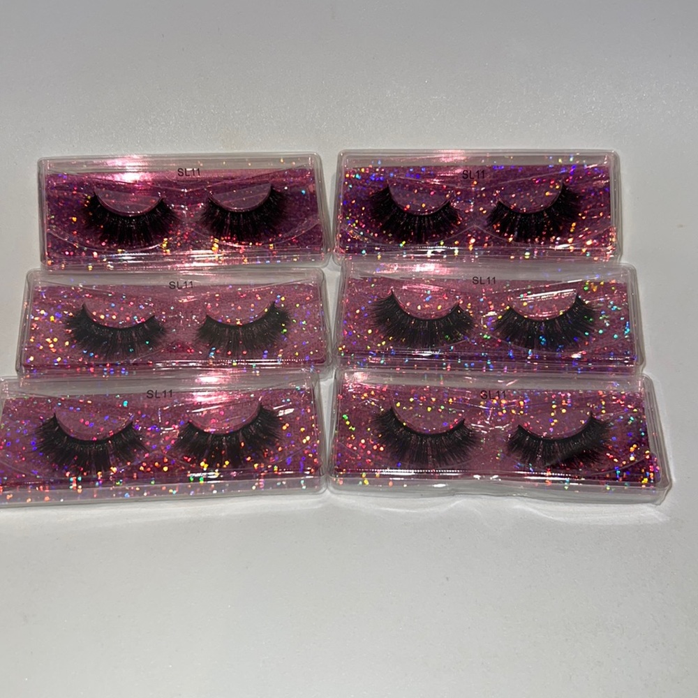 Boss babe 6 PCS long mink eye lash extensions black luxurious 3D flare wispy new